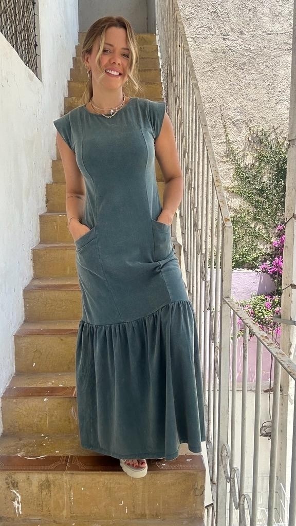 Vestido Heloisa Basic Verde Petróleo