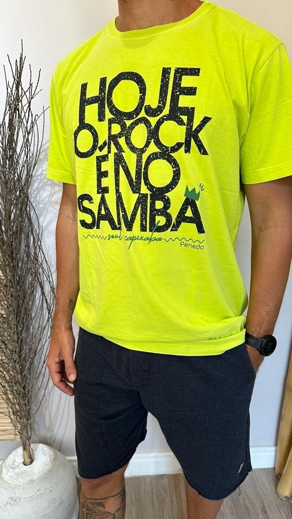 T-Shirt  Hoje O Samba É No Rock Verde Cítrico