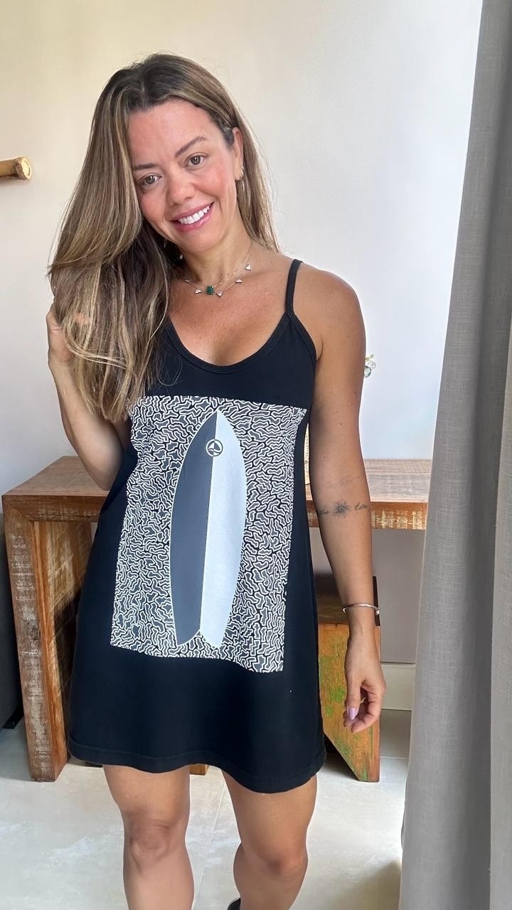 Vestido Curto Alça Prancha Preto